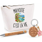 Coffret Cadeau Mayotte c’est la vie – Trousse, stylo bambou et porte-clés