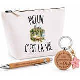 Coffret Cadeau Melun c’est la vie – Trousse, stylo bambou et porte-clés