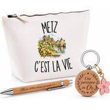 Coffret Cadeau Metz c’est la vie – Trousse, stylo bambou et porte-clés