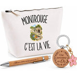 Coffret Cadeau Montrouge c’est la vie – Trousse, stylo bambou et porte-clés