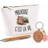 Coffret Cadeau Mulhouse c’est la vie – Trousse, stylo bambou et porte-clés