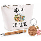 Coffret Cadeau Nantes c’est la vie – Trousse, stylo bambou et porte-clés