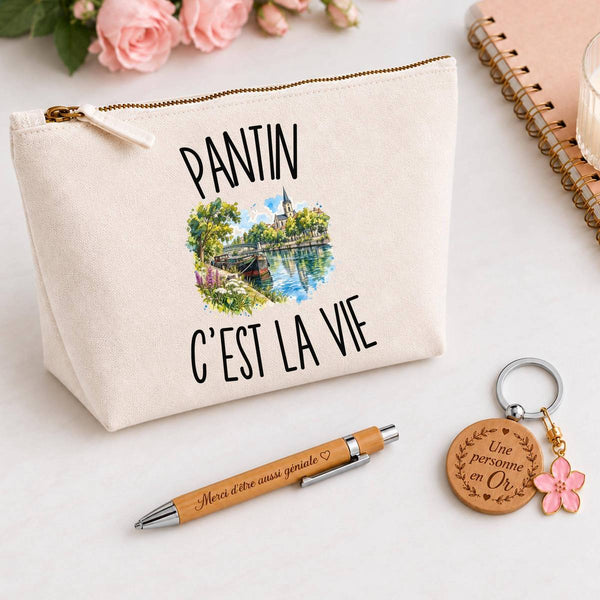 Coffret Cadeau Pantin c’est la vie – Trousse, stylo bambou et porte-clés