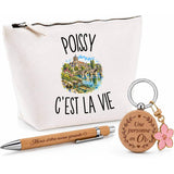 Coffret Cadeau Poissy c’est la vie – Trousse, stylo bambou et porte-clés