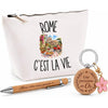 Coffret Cadeau Rome c’est la vie – Trousse, stylo bambou et porte-clés