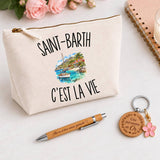 Coffret Cadeau Saint-Barth c’est la vie – Trousse, stylo bambou et porte-clés