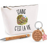 Coffret Cadeau Stains c’est la vie – Trousse, stylo bambou et porte-clés