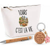 Coffret Cadeau Tours c’est la vie – Trousse, stylo bambou et porte-clés