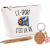 Coffret Cadeau L’E-Sport c’est la vie – Trousse, stylo bambou et porte-clés