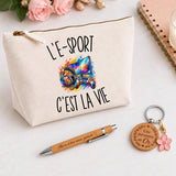 Coffret Cadeau L’E-Sport c’est la vie – Trousse, stylo bambou et porte-clés