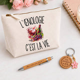 Coffret Cadeau L’Œnologie c’est la vie – Trousse, stylo bambou et porte-clés