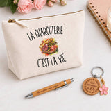 Coffret Cadeau La Charcuterie c’est la vie – Trousse, stylo bambou et porte-clés