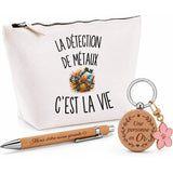 Coffret Cadeau La Détection de Métaux c’est la vie – Trousse, stylo bambou et porte-clés