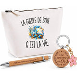 Coffret Cadeau La Gueule de Bois c’est la vie – Trousse, stylo bambou et porte-clés