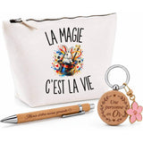 Coffret Cadeau La Magie c’est la vie – Trousse, stylo bambou et porte-clés