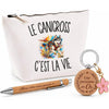 Coffret Cadeau Le Canicross c’est la vie – Trousse, stylo bambou et porte-clés