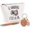 Coffret Cadeau Le Handball c’est la vie – Trousse, stylo bambou et porte-clés
