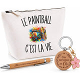 Coffret Cadeau Le Paintball c’est la vie – Trousse, stylo bambou et porte-clés