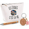 Coffret Cadeau Les Étoiles c’est la vie – Trousse, stylo bambou et porte-clés