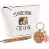 Coffret Cadeau Les Excuses Bidon c’est la vie – Trousse, stylo bambou et porte-clés