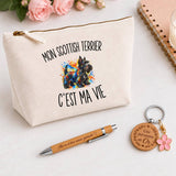 Coffret Cadeau Mon Scottish Terrier c’est ma vie – Trousse, stylo bambou et porte-clés