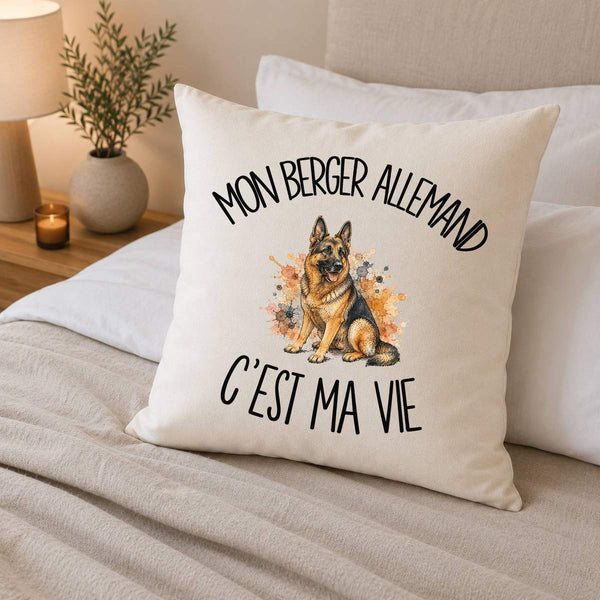 Housse de Coussin Mon Berger Allemand c'est ma vie