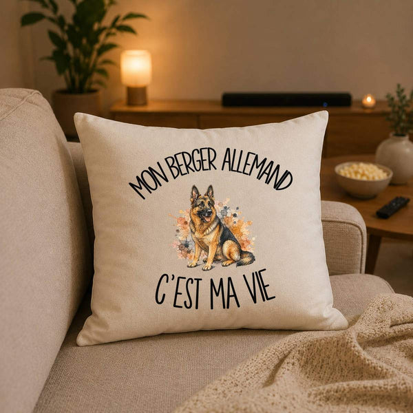 Housse de Coussin Mon Berger Allemand c'est ma vie