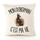 Housse de Coussin Mon Doberman c'est ma vie