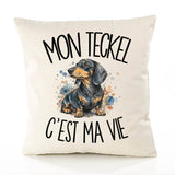 Housse de Coussin Mon Teckel c'est ma vie