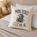 Housse de Coussin Mon Teckel c'est ma vie