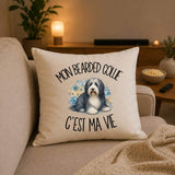 Housse de Coussin Mon Bearded Collie c'est ma vie