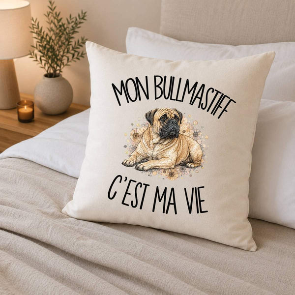 Housse de Coussin Mon Bullmastiff c'est ma vie