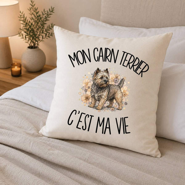 Housse de Coussin Mon Cairn Terrier c'est ma vie