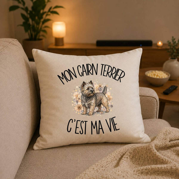Housse de Coussin Mon Cairn Terrier c'est ma vie