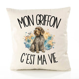 Housse de Coussin Mon Griffon c'est ma vie