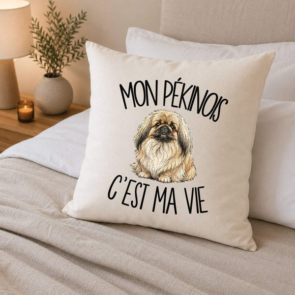 Housse de Coussin Mon Pékinois c'est ma vie