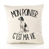 Housse de Coussin Mon Pointer c'est ma vie