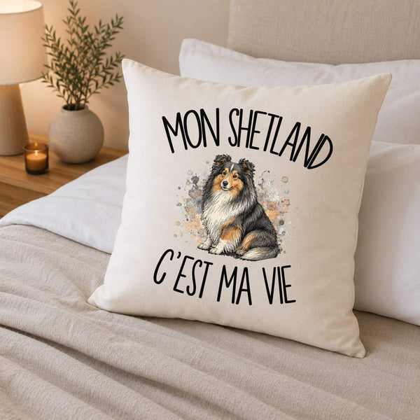 Housse de Coussin Mon Shetland c'est ma vie