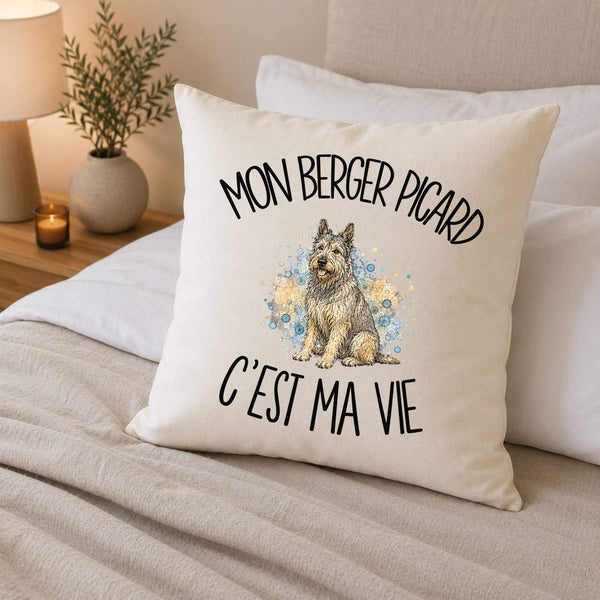 Housse de Coussin Mon Berger Picard c'est ma vie