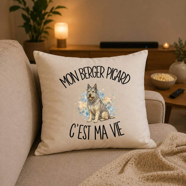 Housse de Coussin Mon Berger Picard c'est ma vie