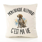 Housse de Coussin Mon Braque Allemand c'est ma vie