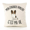 Housse de Coussin Mon Épagneul Papillon c'est ma vie