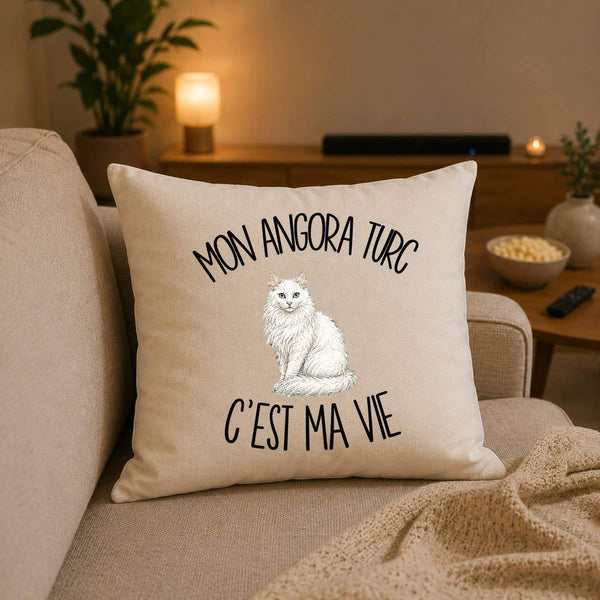 Housse de Coussin Mon Angora Turc c'est ma vie