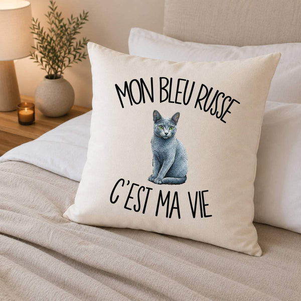 Housse de Coussin Mon Bleu Russe c'est ma vie
