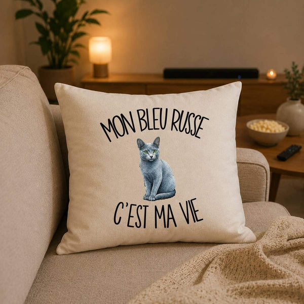 Housse de Coussin Mon Bleu Russe c'est ma vie
