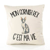Housse de Coussin Mon Cornish Rex c'est ma vie