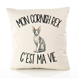 Housse de Coussin Mon Cornish Rex c'est ma vie