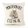 Housse de Coussin Mon Devon Rex c'est ma vie