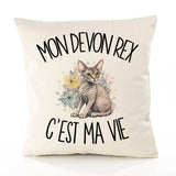 Housse de Coussin Mon Devon Rex c'est ma vie