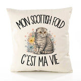 Housse de Coussin Mon Scottish Fold c'est ma vie